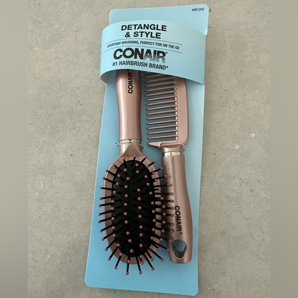 Conair Rose Gold Hair Brush and Comb Set